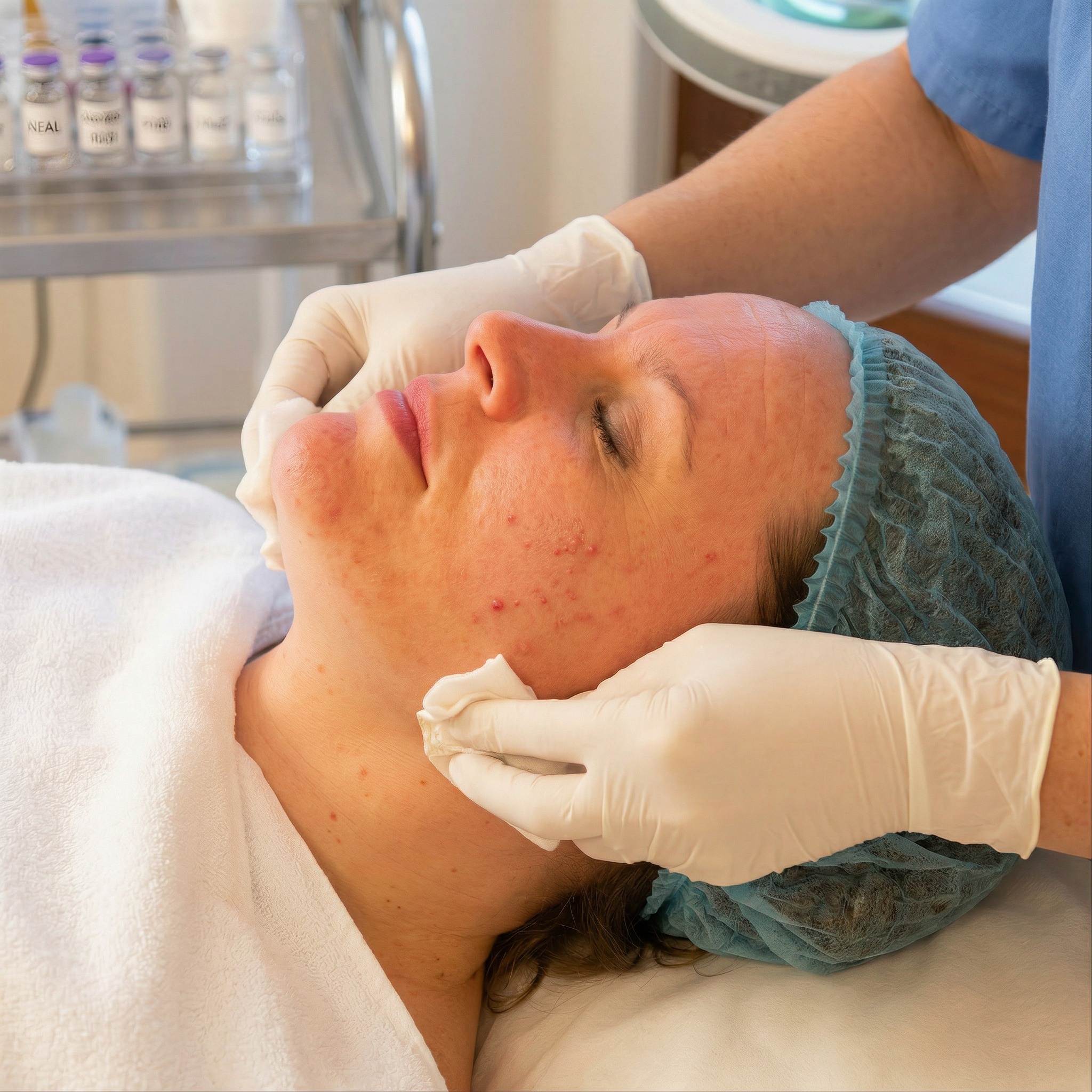 Laserbehandeling voor acnelittekens in huidkliniek met focus op huidvernieuwing en egalisatie
